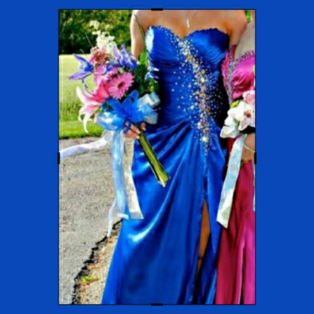 Tony Bowls strapless maxi prom dress